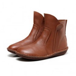 Vintage Zipper Flat Boots