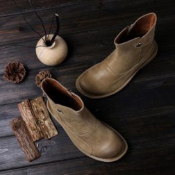 Vintage Style Flat Ankle Boots