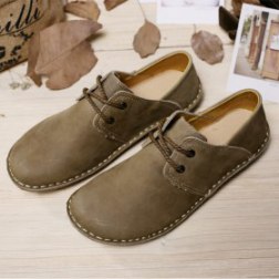 Vintage Leather Loafer Flat Shoes