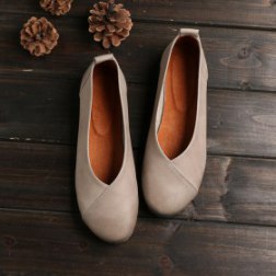 Vintage Leather Loafer Flat Shoes