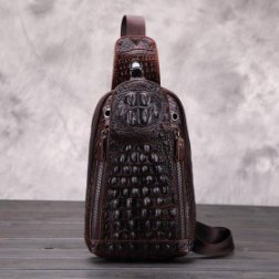 Men’s Crocodile Messenger Chest Pack Bag
