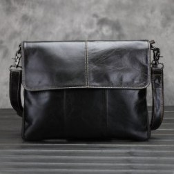 Men’s Leather Messenger Briefcase Shoulder Bag