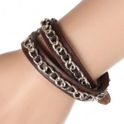 Punk Metal Chains Belts PU Leather Bracelet