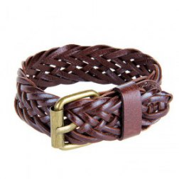 Buckle Adjustable Braid PU Leather Bracelet Two Colors