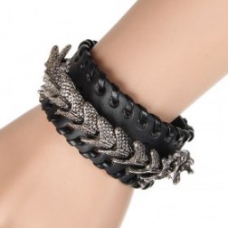 Gogeous Dragon Pattern PU Leather Bracelet