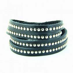 Multilayer Metal Rivets PU Leather Bracelet