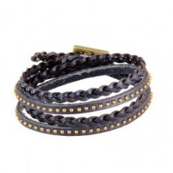 Multilayer Braid & Rivets PU Leather Bracelet 4 Colors
