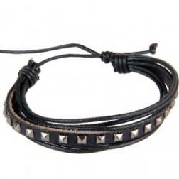 Colorful Multilayer Alloy Rivets PU Leather Bracelet 8 Colors