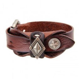 Vintage Alloy Diamond Adjustable PU Leather Bracelet