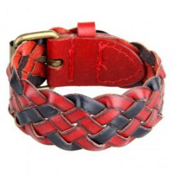 Contrast Braid Adjustable PU Leather Bracelet