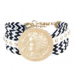 Bohemia & Ancient Greece Pattern Metal Rivets Braid Bracelet