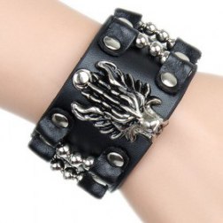Dragon Pattern With Alloy Rivets PU Leather Bracelet