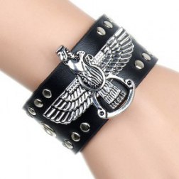 Alloy Eagle & Round Rivets PU Leather Bracelet