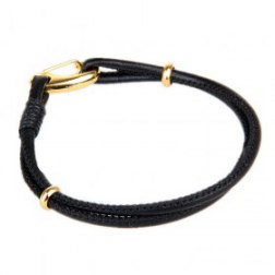 Elegant Golden Alloy Button PU Leather Bracelet