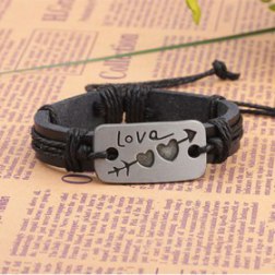 Alloy Love Heart Arrow PU Leather Bracelet