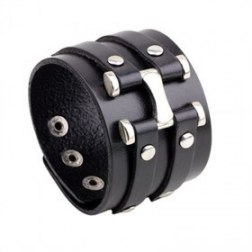 Punk Alloy Rivets Snap Button PU Leather Bracelet