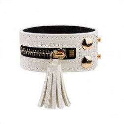 Luxury Zipper Rivets PU Leather Bracelet With Tassel