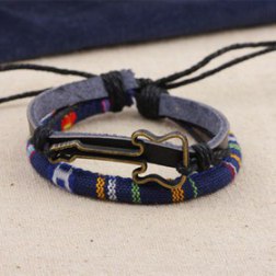 Alloy Guitar PU Leather Bracelet