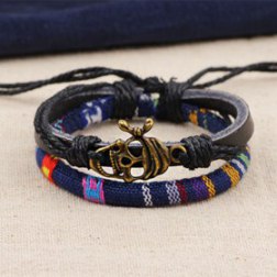 Alloy Pirate Rope PU Leather Bracelet