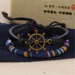 Alloy Rudder PU Leather Bracelet