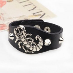 Rock Alloy Scorpio Sharp Rivets PU Leather Bracelet