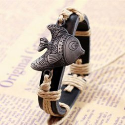 Alloy Oceanic Fish PU Leather Bracelet