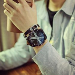 Sleek Leather Strap Watch