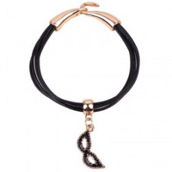 Black Mask Pendant  Adjustable Leather Bracelet With Golden Alloy