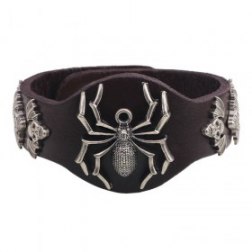 Rock Alloy Spider Skull Studded PU Leather Bracelet