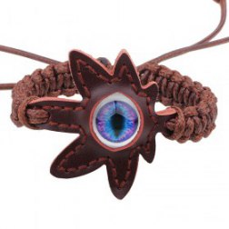 Eye Leaf Pattern PU Leather Bracelet