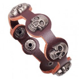 Rock & Punk Alloy Skull Studded PU Leather Bracelet
