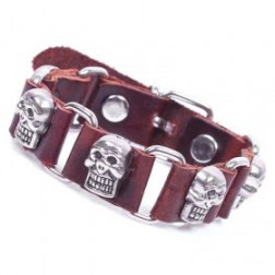 Retro Skulls Handmade Chains Leather Bracelet