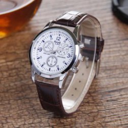 Adorn PU Leather Dial Plate Women Watch