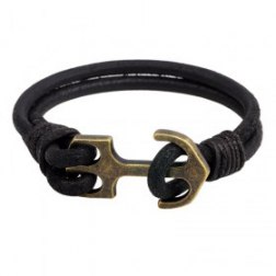 Modern Fashion Metal Anchor Leather Bracelet