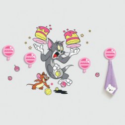 Tom&Jerry Creative Wall Stickers With 4 Hooks