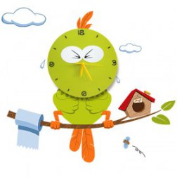 Removable Wall Stickers 3D Bird Kid's Room Clock