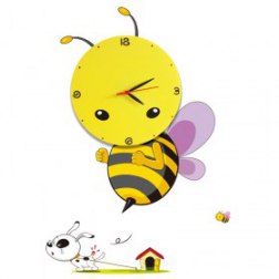 Removable Wall Stickers 3D Bumble-bee Kid's Room Clock