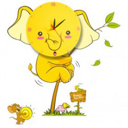 Removable Wall Stickers 3D Elephant Kid's Room Clock