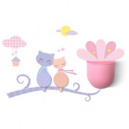 Cozy Cats Removable PVC Nursery Wall Sticker With 2 Hooks and 1 Storage Box Set