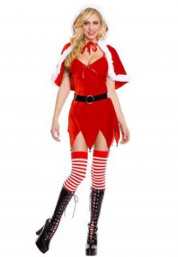 Santa's Velvet Scalloped Trim Costume