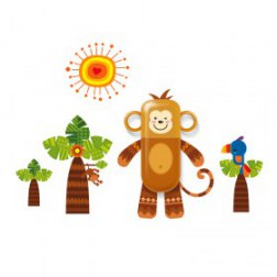 Monkey Kid's Toothbrush Holder Set With Wall Stickers