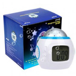 Music Starry Star Sky Projection Alarm Clock With Calendar And Thermometer
