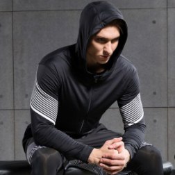 Dazzling Stripe Print Quick Dry Hooded Jacket