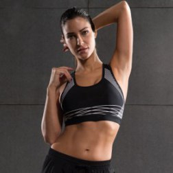 Women's Seamless Stripe Print Fitness Yoga Racerback Sport Bra