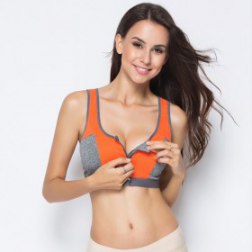 High Impact Zipper Front Quick Dry Double-Layer Push Up Sports Bra