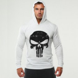 Skull Print Long Sleeve Gym Sport Hoodie