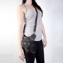 Black Leather Holster and Hip Bag