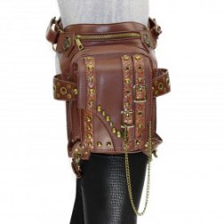 Steampunk Brown Rivet Durable Leather Waist Bag
