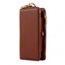 Detachable Removable Zipper Leather Wallet Case For iPhone