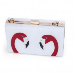 Sleek Flamingo Chain Evening Bag Clutch